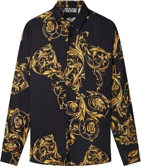 camicia nera con dettagli uomo versace|Camicie da uomo Versace .